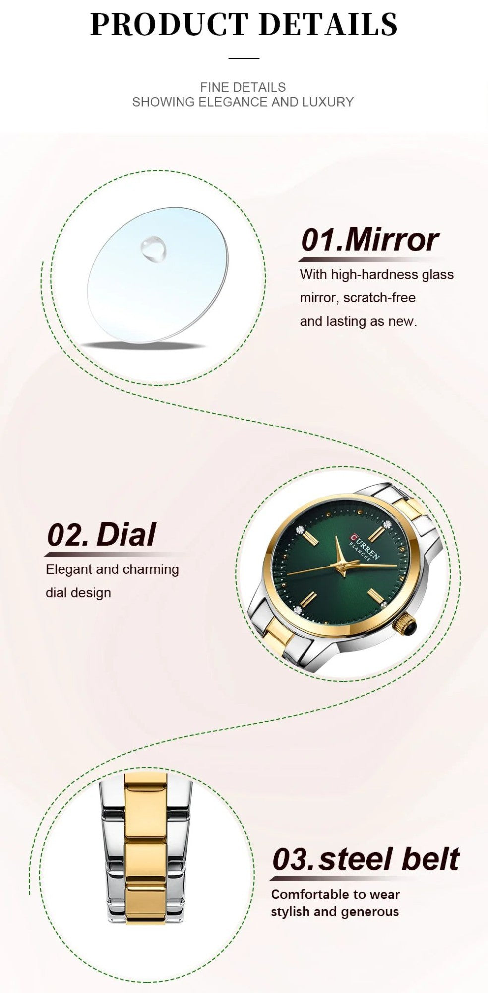 CURREN Women's Watches Fashion Original Quartz Wrist Watch for Ladies Roman Dial Dazzling Diamond Waterproof Luminous Luxury New