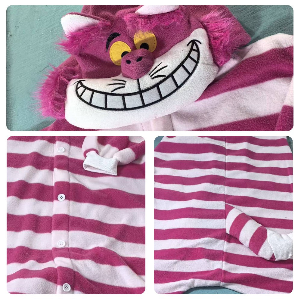Cheshire Cat Onesie Pajamas Cosplay Costume for Adults Family Animal Outfit Stage Performance Anime Convention Party Halloween