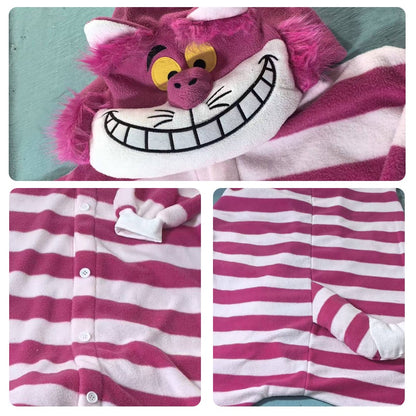 Cheshire Cat Onesie Pajamas Cosplay Costume for Adults Family Animal Outfit Stage Performance Anime Convention Party Halloween