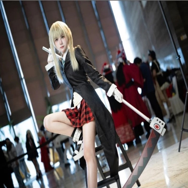 Maka Albarn Cosplay Anime Soul Eater Costume Adult Women Skirt Gloves Uniform Suit Halloween Party Role Play Outfit Maka Cos wig