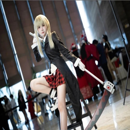 Maka Albarn Cosplay Anime Soul Eater Costume Adult Women Skirt Gloves Uniform Suit Halloween Party Role Play Outfit Maka Cos wig