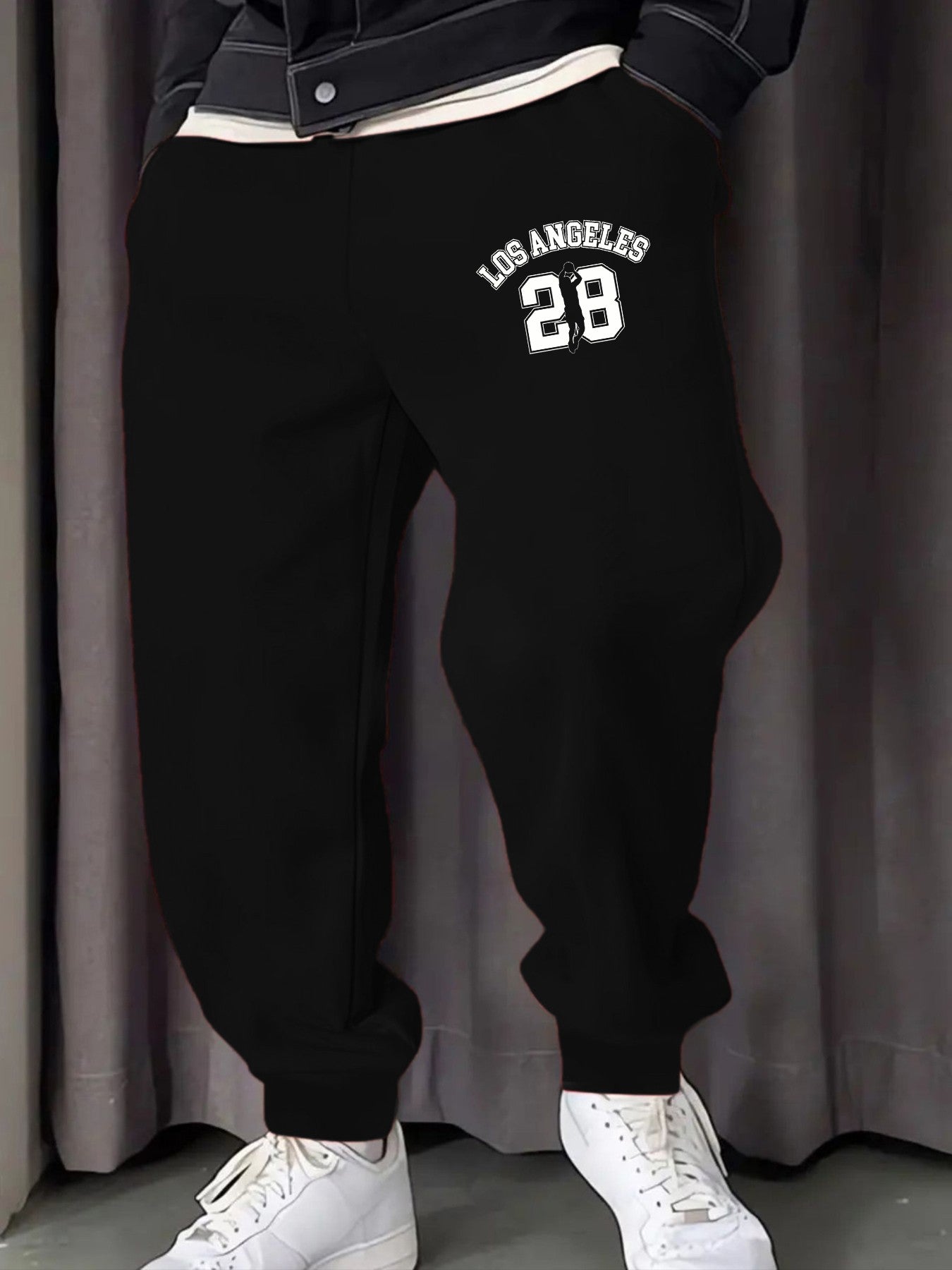 Los Angeges Number 28 Printing Male Sweatpants Fashion Long Pants Trendy Basic Trousers Casual Elastic Waist All-Match Pant