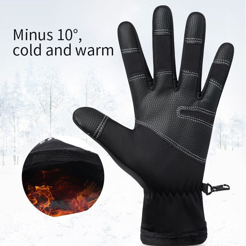 Luvas de Motocicleta Inverno Térmicas Forradas com Lã Inverno Pele Amigável Ciclismo Impermeável Antiderrapante Tela Sensível ao Toque Luva de Esqui Quente