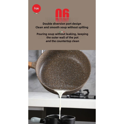 Frigideira Antiaderente de Granito DONNOR com Tampa, 30 cm, Saudável, Utensílios de Cozinha de Pedra, Vermelho ou Cinza, Fácil de Limpar