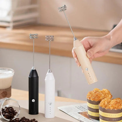 Handheld milk frother, 3-speed electric egg beater, charging portable beverage jam milk coffee machine, household kitchen mixer