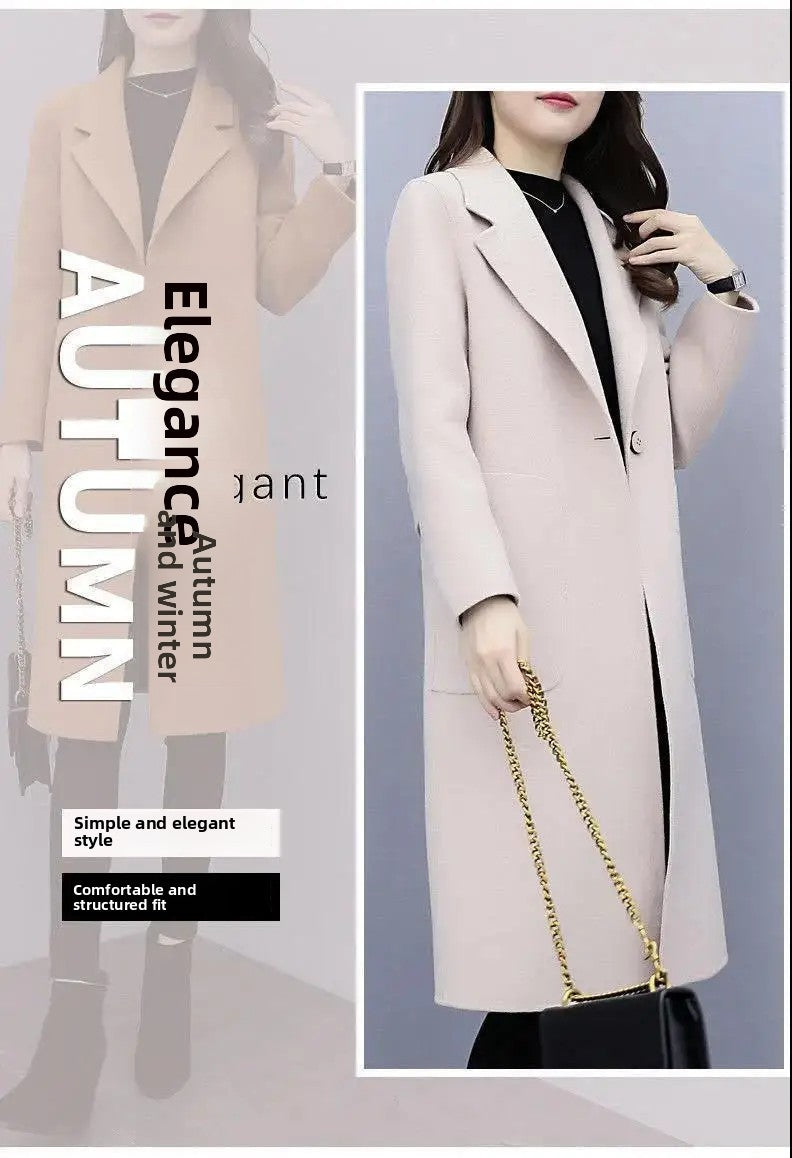 Plus Size Ladies Thickened Winter Coat Long Open-Front Woolen Jacket Loose Fit plus Size Fashionable Autumn Winter Korean Sty...