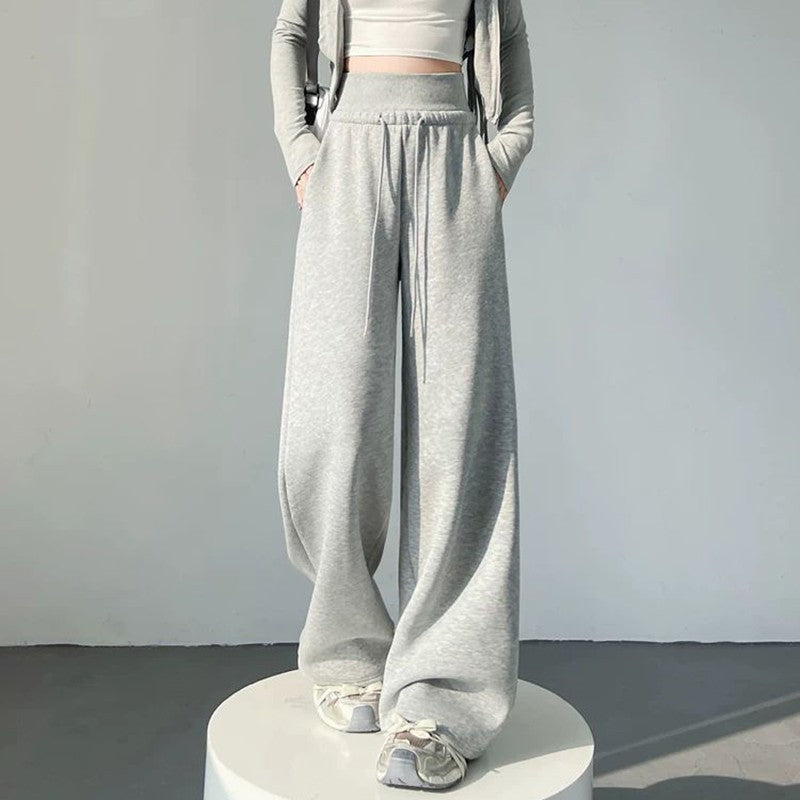 Girls Classic Fashion High Waist Pants Female Comfortable Straight Leg Trousers Lady Korean Baggy Casual Daily Pants