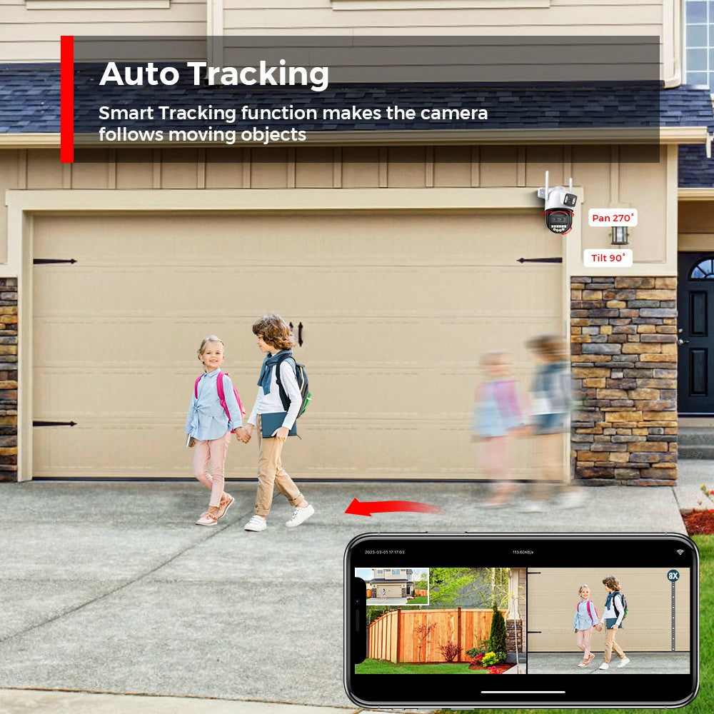 BESDER 12MP 6K PTZ Wifi Camera Dual Lens 8X Digital Zoom AI Human Detection Outdoor 8MP CCTV IP Camera Security Protection iCSee