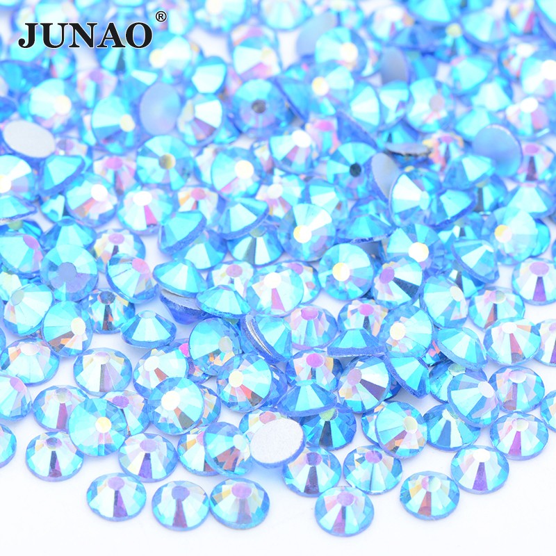 JUNAO Wholesale SS6 SS10 SS12 SS16 SS20 SS30 Flatback Glass Rhinestones Clear Cr