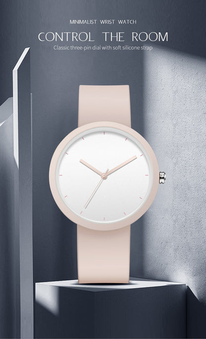Minimalism Watch For Women 41mm Case with PVD Finish Rubber Strap