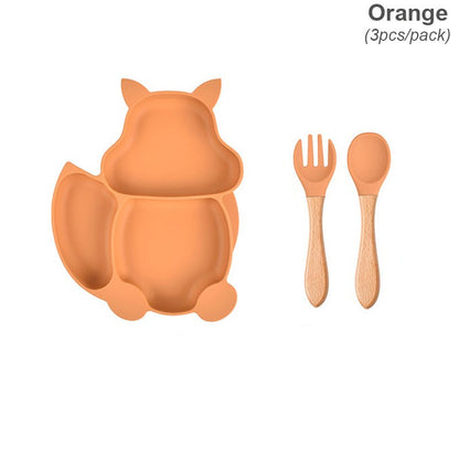 Baby Silicone Sucker Bowl Plate Cup Bibs Spoon Fork Sets Children Tableware Baby Feeding Dishes Sets Personalized Name BPA Free