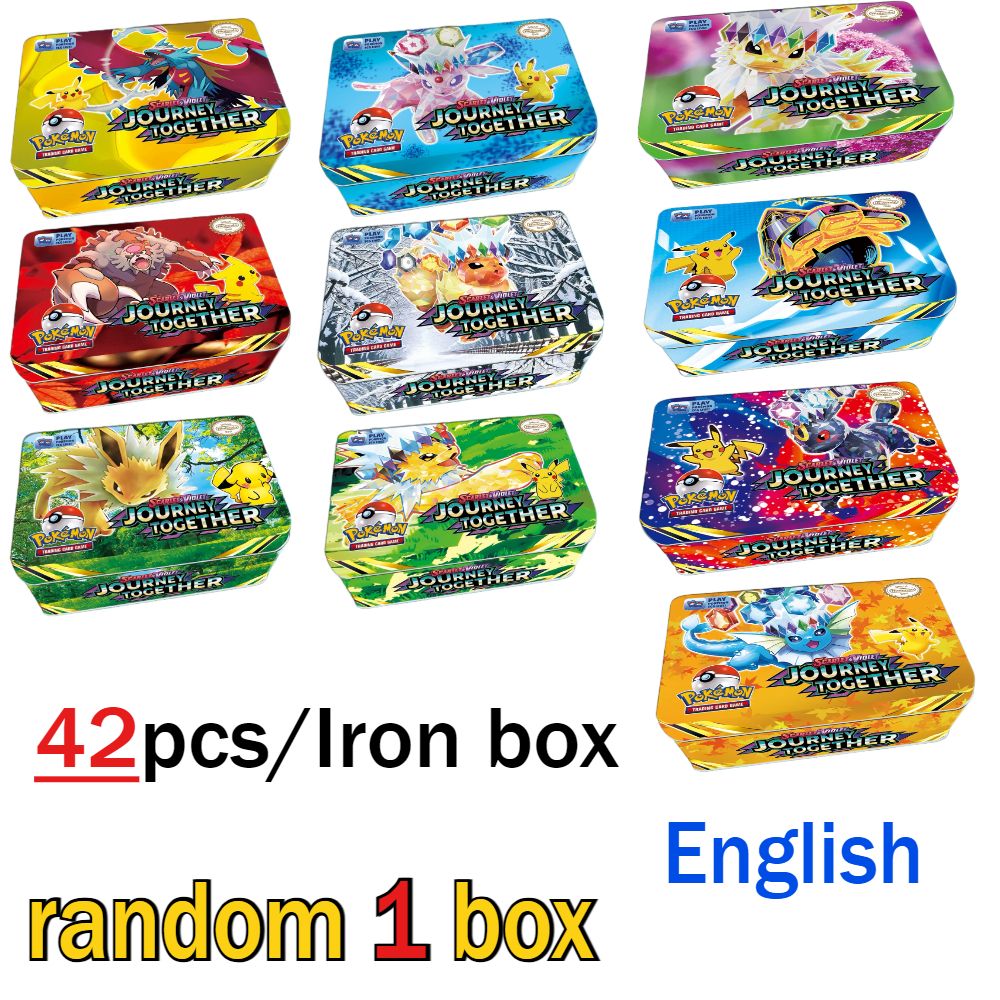 Hot 41/42/48/68/118/210 Caixa de Ferro Pok é mon Pikachu Trading Game Card PTCG Mewtwo Sylveen Série de Brinquedos Anime Battle Card