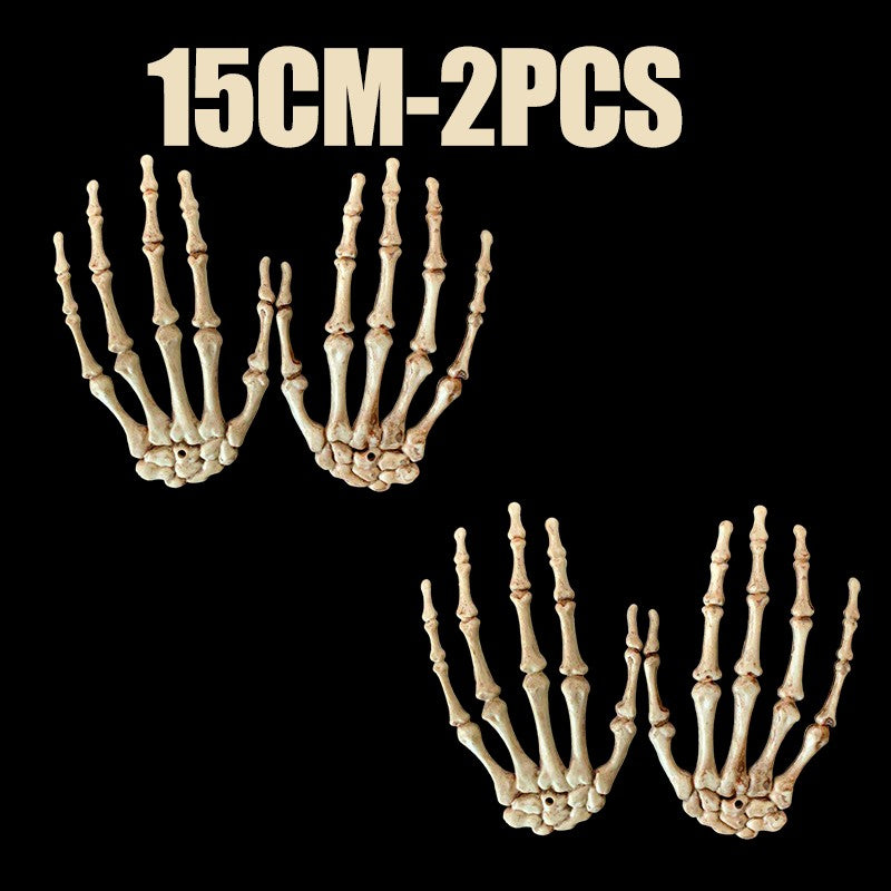1 Pair Of Halloween Skeleton Hands Haunted House Bar Party Plastic Horror Props Dummy Hands Bones Halloween Scene Decor Supplies