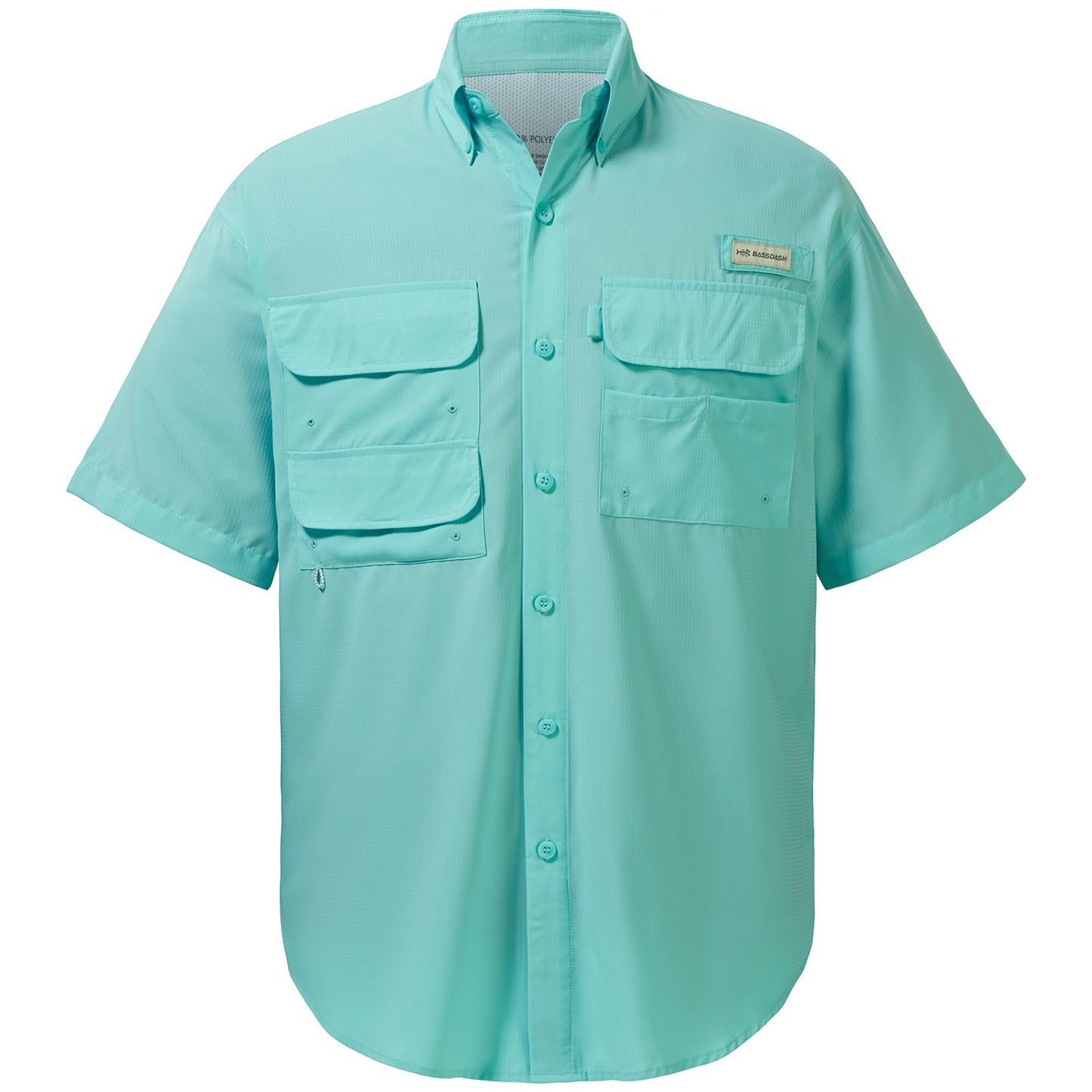 Camisa Social Masculina Pesca Bassdash UPF 50 Botão Manga Curta Tecido Exterior