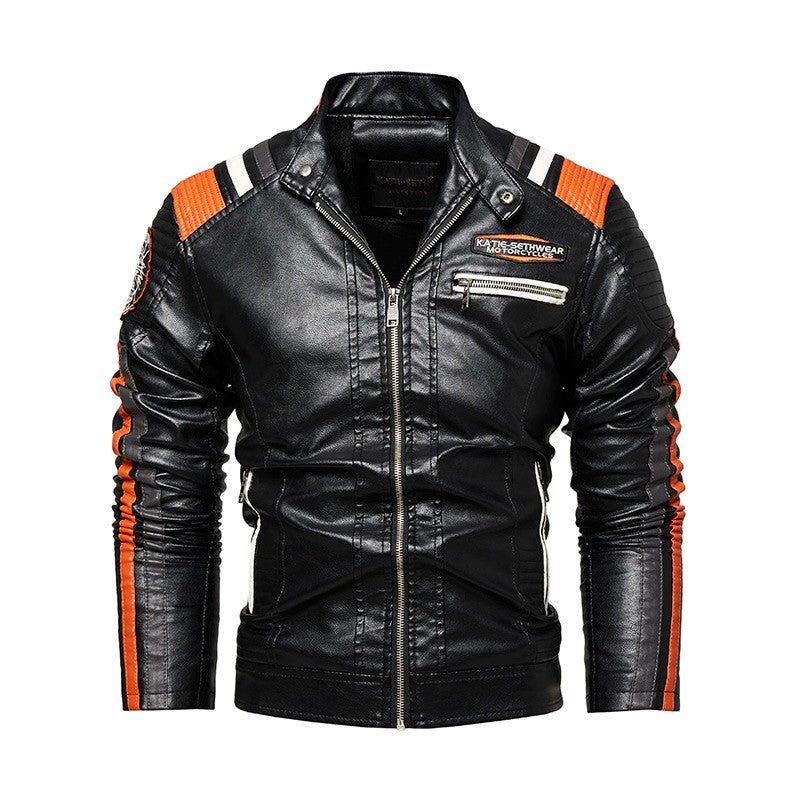 Mens Vintage Motorcycle Jacket 2023 Men Fashion New Biker Leather Jacket Male Embroidery Bomber Coat Winter Fleece Pu Overcoat
