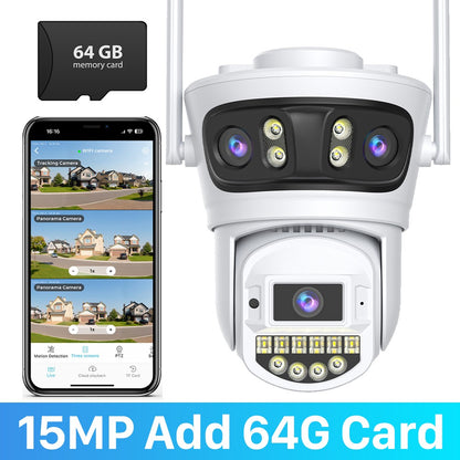 10MP 5K Wifi IP Camera Outdoor 2.4GHZ 5GHZ PTZ Surveillance Camera Dual Lens Dual Screens Email Alert 4K Security Protection