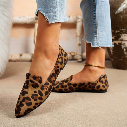 Loafers Flats Leopard Pointed Toe Casual Women Shoes New Comfortable Walking Mujer Zapatos:Wear-resisting