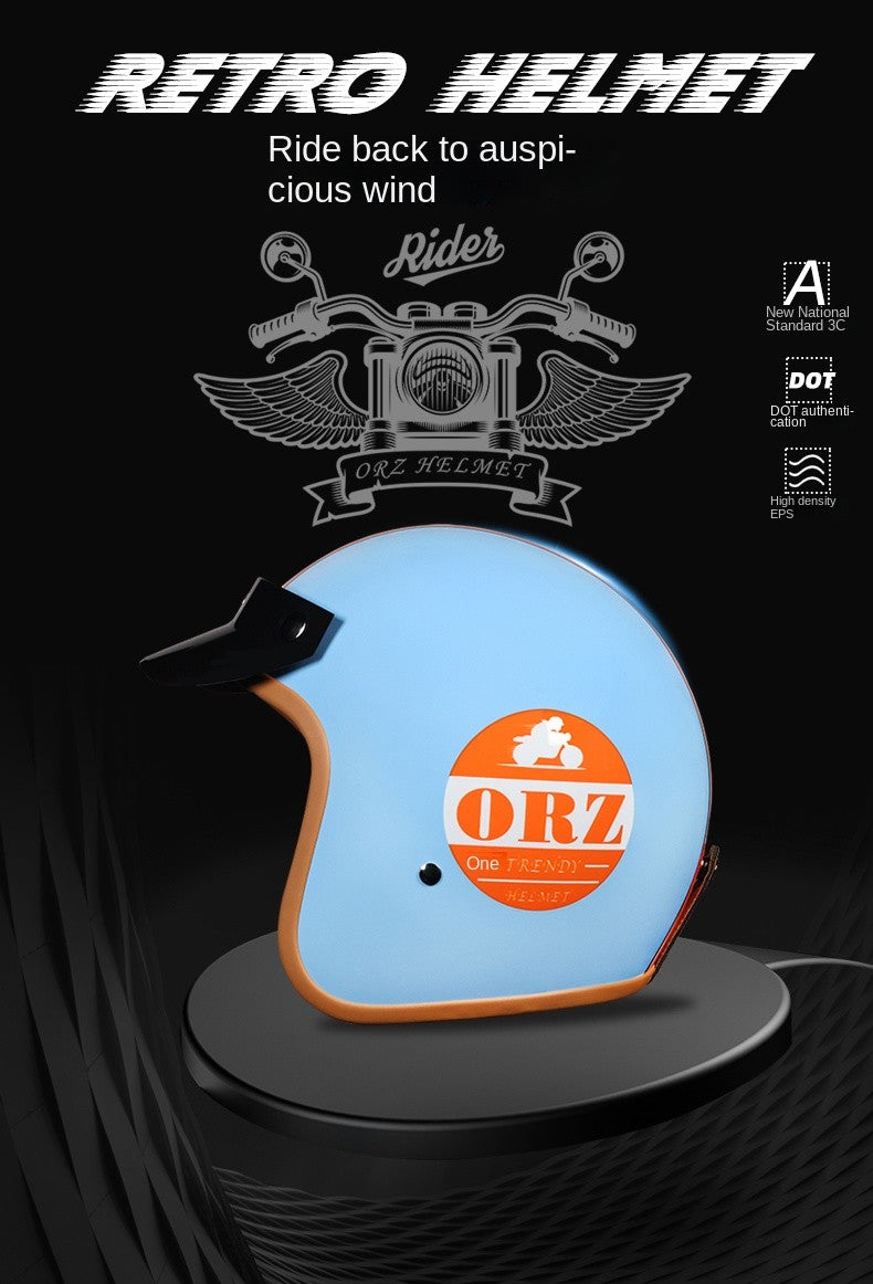 Capacete de motocicleta retrô semiaberto acessórios para motocicleta cross-country capacete de motocicleta 3/4 capacete retrô de inverno
