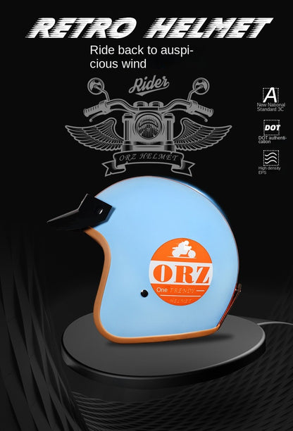 Capacete de motocicleta retrô semiaberto acessórios para motocicleta cross-country capacete de motocicleta 3/4 capacete retrô de inverno