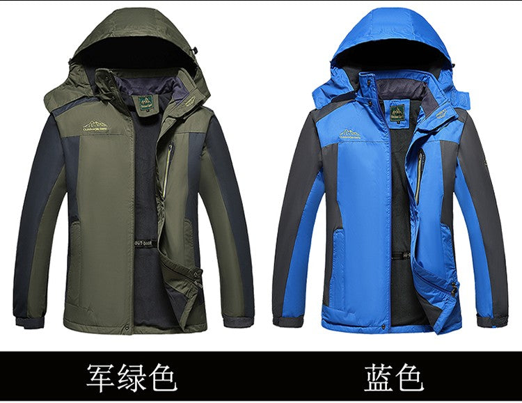 Outdoor Men's Red & Black Waterproof Windproof Breathable Jacket with Detachable Hood for Hiking Climbing Camping?