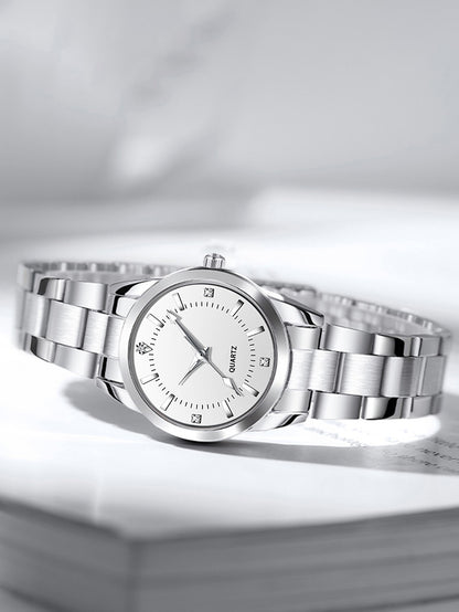 Ladies Fashionable Compact Stainless Steel Quartz Watch Ideal Mother's Day Gift Watch (No Box Included)