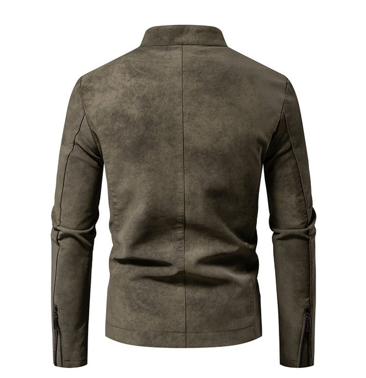 New American Retro Leather Jacket with A High-end Feel, Retro Tie Dye Washed Matte Craftsmanship, Cool Motorcycle Leather Jacket