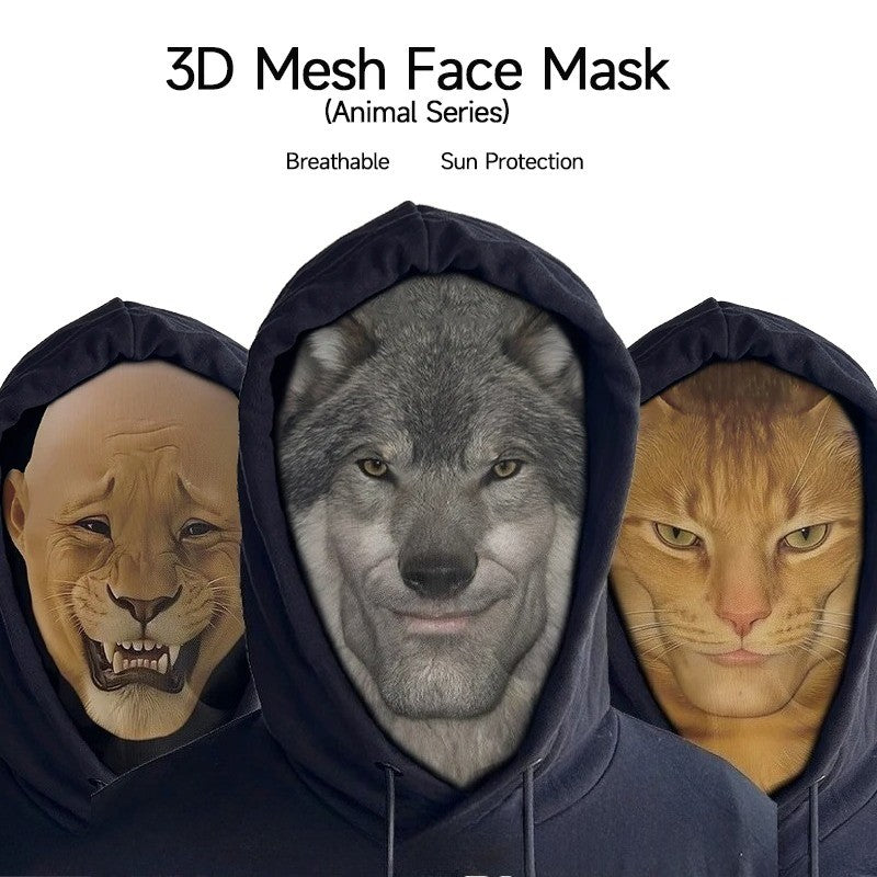 Halloween 3D Printed Elastic Mesh Headgear Bully Dog Cat Animal Mask Breathable Full Face Mask for Carnival Party Cosplay