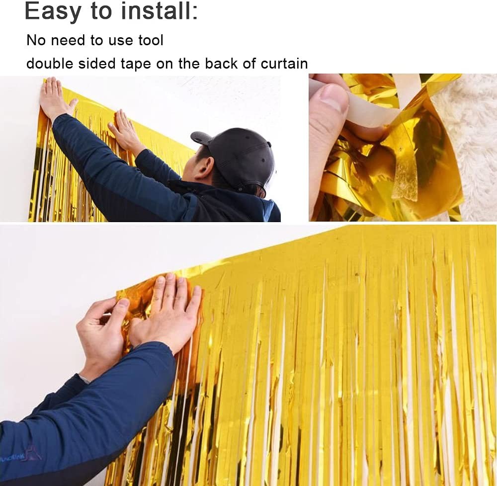Gold Foil Curtain Fringe Pink For Backdrop Party Back Drop Photo Booth Wedding Graduations Birthday Christmas Event