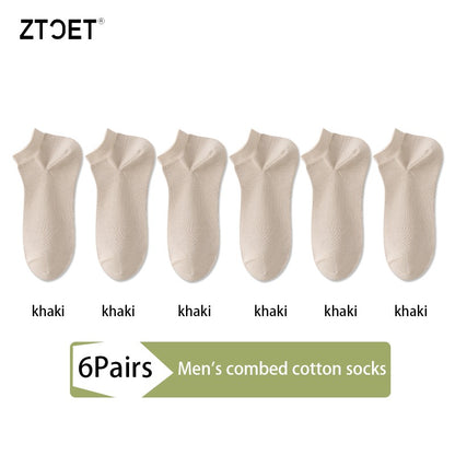 6Pairs High Quality Men Combed Cotton Socks Short Breathable Odor proof and antibacterial Business Spring Summer for Male sock