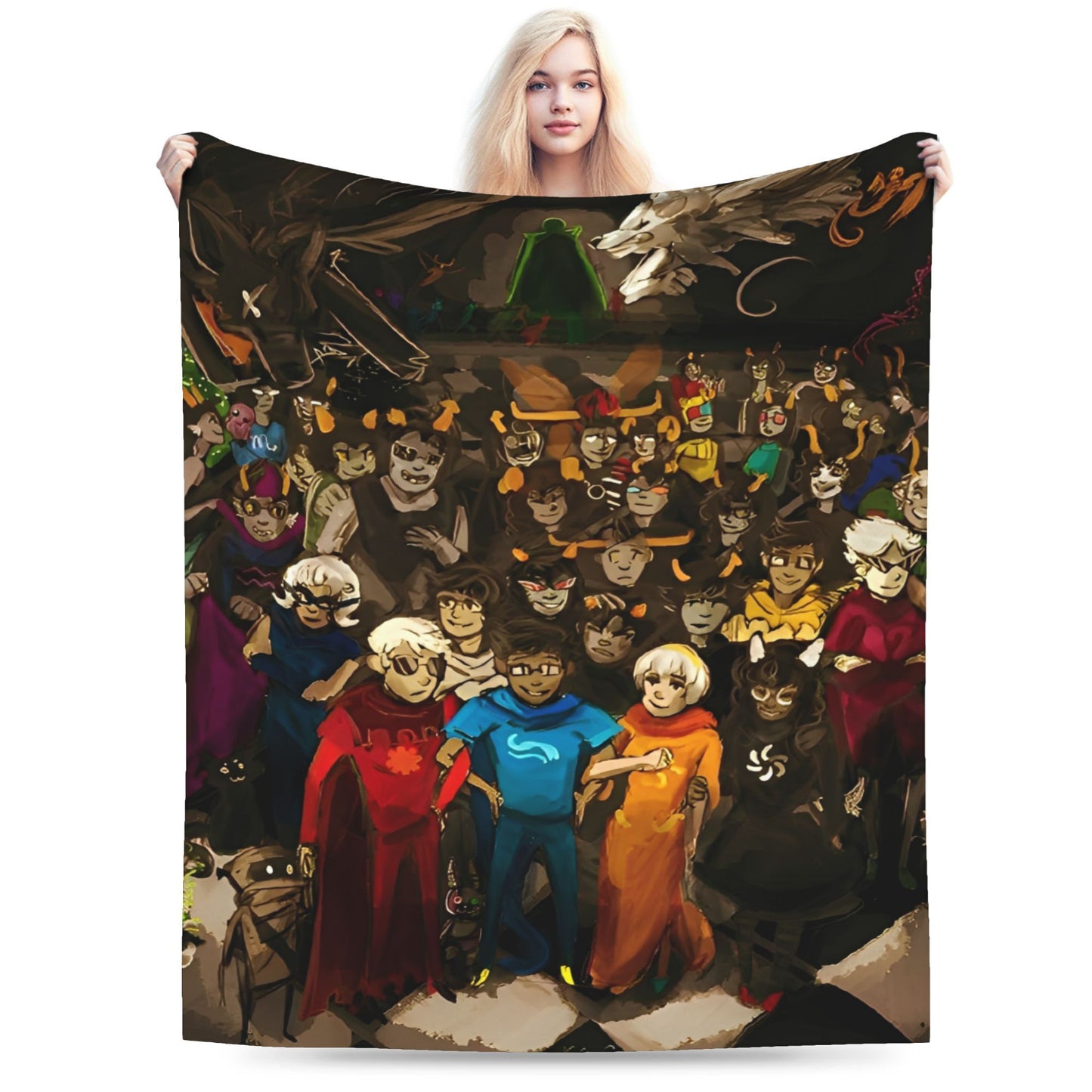 Manta de Flanela Homestucked Manga Cobertor Macio e Quente para Sofá Cama Viagem Engraçado Colcha Capa de Sofá-Cama