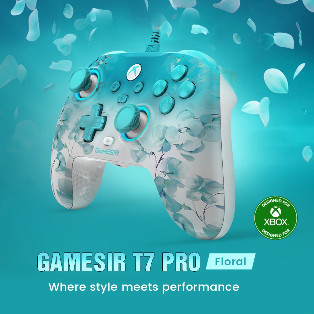GameSir T7 Pro Floral Xbox Gaming Controller Wired Gamepad for Xbox Series X, Xbox Series S, Xbox One, with Hall Effect Joystick