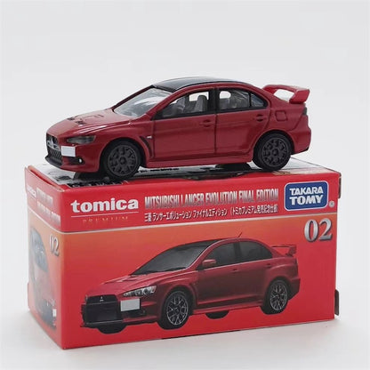 TOMY Mitsubishis JDM Lancer Evo X Carros de liga leve e veículos de brinquedo Modelo de carro em miniatura em escala para crianças