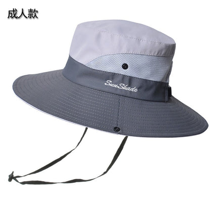 Women Ponytail Fisherman Hat Waterproof Sun Cap Pure Color Outdoor Travel Fishing Climbing Hiking Large Brim Bucket Hat undefine
