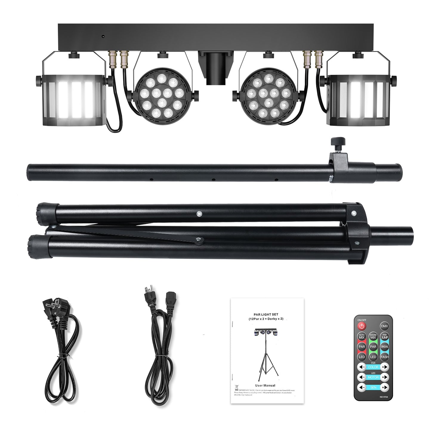 U`King 2Pcs/Set 60W RGBW LED Par Lights Combination Bracket Light DMX512 Stage Light For DJ Disco Concert Wedding Birthday Party