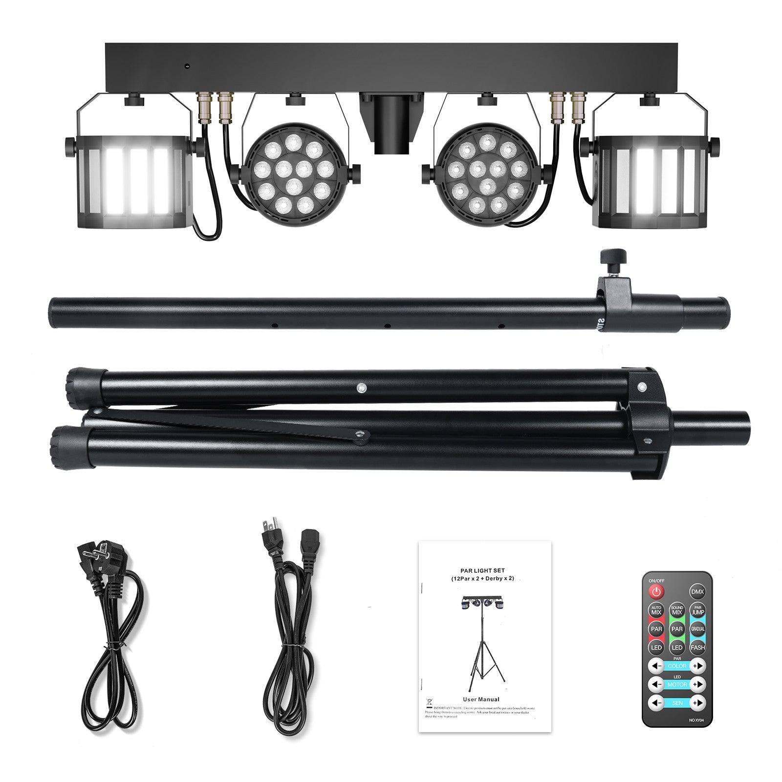 U`King 2Pcs/Set 60W RGBW LED Par Lights Combination Bracket Light DMX512 Stage Light For DJ Disco Concert Wedding Birthday Party