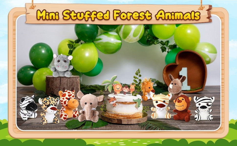 10-50 PCS Small Safari Stuffed Animals Bulk 12cm Jungle Animal Mini Plush Toys for Party Favors Birthday Baby Shower Gift Bags