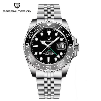 PAGANI DESIGN PD-1662 Luxury GMT Men Mechanical Wristwatch Sapphire Glass Stainless Steel 100M Waterproof Automatic Watches