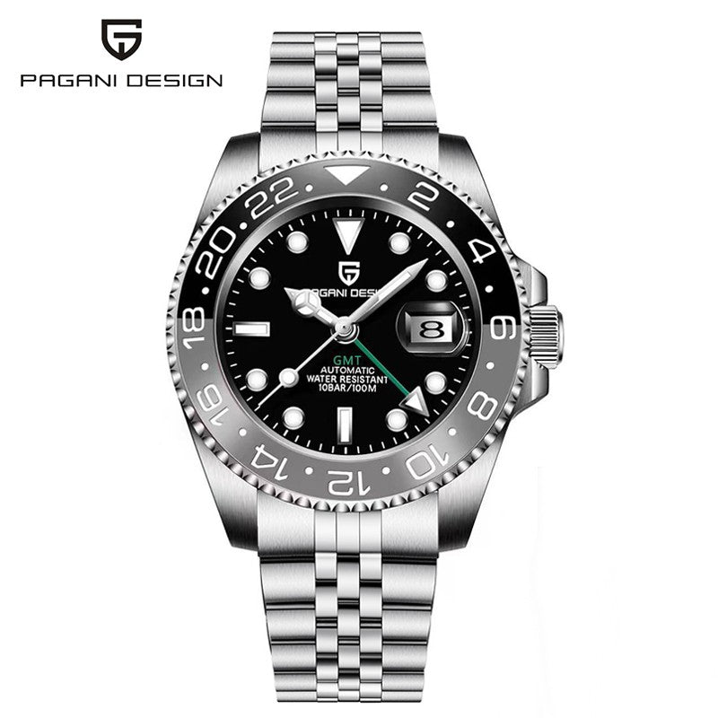 PAGANI DESIGN PD-1662 Luxury GMT Men Mechanical Wristwatch Sapphire Glass Stainless Steel 100M Waterproof Automatic Watches