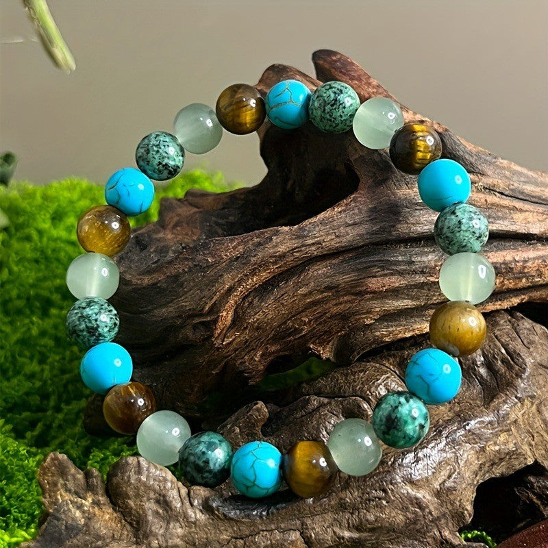 Pulseira de Contas de Pedra Natural Simbólica Feminina Masculina Alívio da Ansiedade Proteção Dinheiro Espiritual Joia do Amor-Próprio