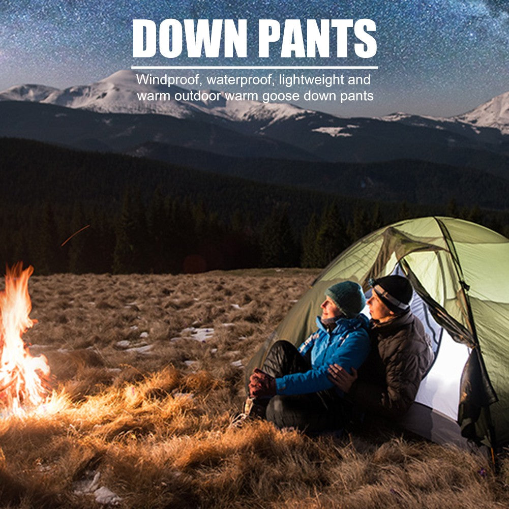 S-5XL Down Pants Ultralight Warm Winter Snow Pants with Pocket Windproof Waterproof Camping Home Mountain Skiing Unisex