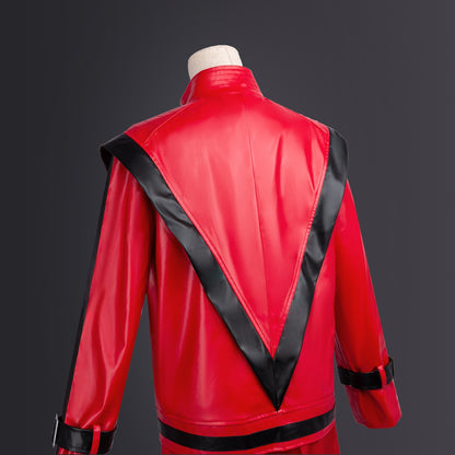 Michael Jackson Thriller Scary Cosplay Costumes movie Red Leather Jacket Pants Uniform Anime Halloween Costume for Men Woman