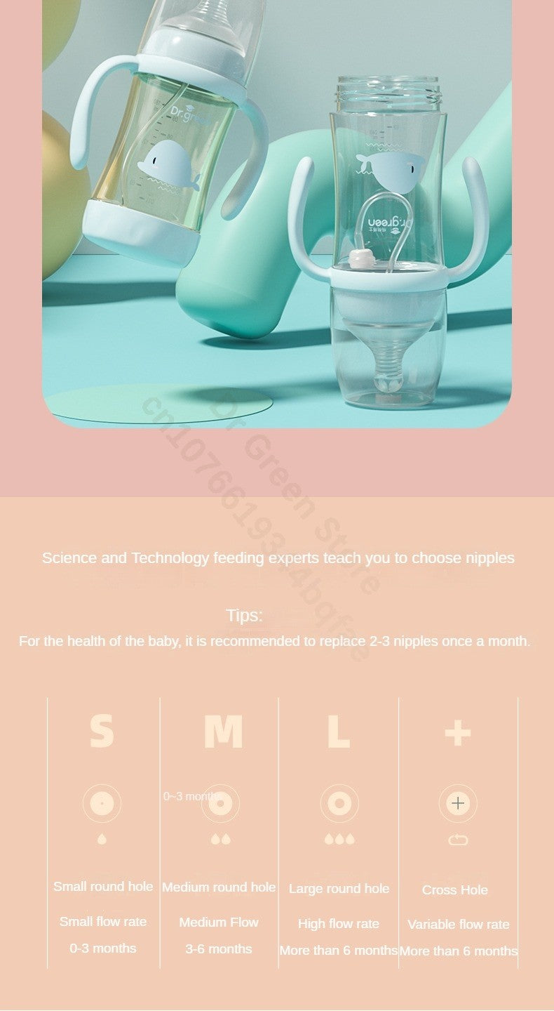 Dr.Green Wide Mouth Newborn baby bottles PPSU Washable Bottles Forward and reverse bi-directional scale inverted milk brewing