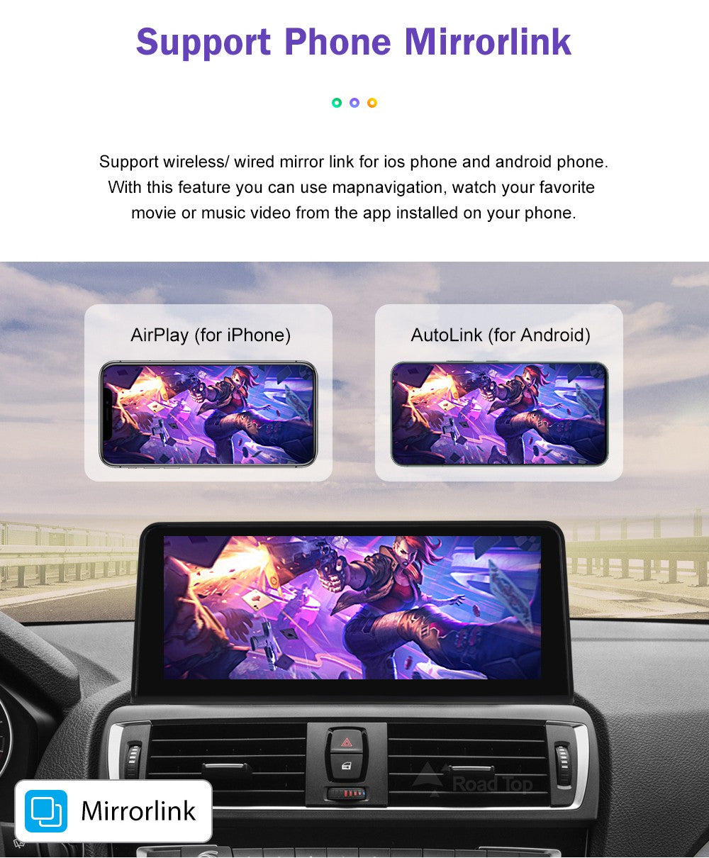 Tela de toque multimídia 1920*720 para BMW Série 1/2/3/4 F20/F21/F22/F30/F31/F33/F34/F36, sistema Android Auto NBT com Carplay sem fio