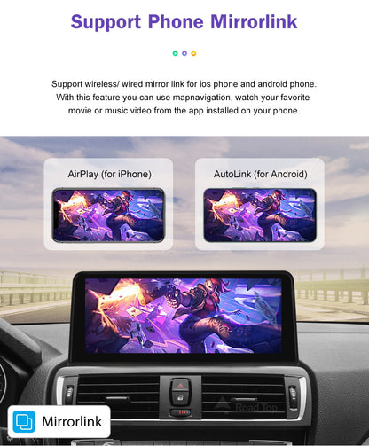 Tela de toque multimídia 1920*720 para BMW Série 1/2/3/4 F20/F21/F22/F30/F31/F33/F34/F36, sistema Android Auto NBT com Carplay sem fio