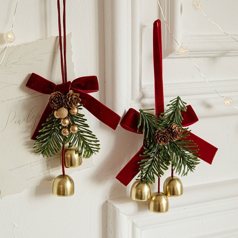 Merry Christmas Decoration Bow Bell Hanging Xmas Tree Pendant for Home Decor New Year 2026 Navidad DIY Christmas Gifts Ornament