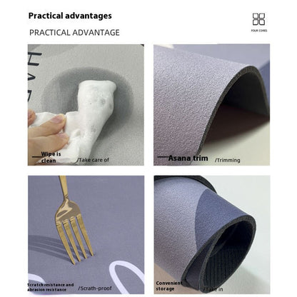 VIKAMA 2PC American Minimalist Kitchen Rug Set Ins Style Tableware Pattern Absorbent Non Slip Runner Rug Home Decor