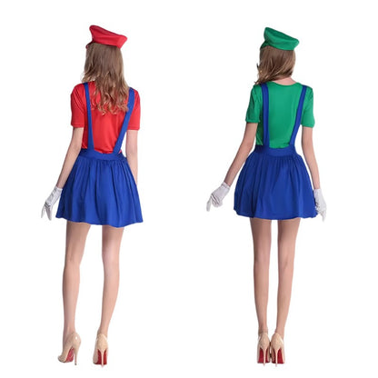 Game Marios Super Luigi Brothers Uniform Set Cosplay Costumes Funny Anime Adult Men Jumpsuit Woman Dress Halloween Costume