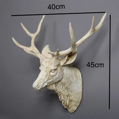 Creative Wall Mounted Animal Deer Head Wall Decoration Handmade Farmhouse Decoration Resin Living Room Home Decoration