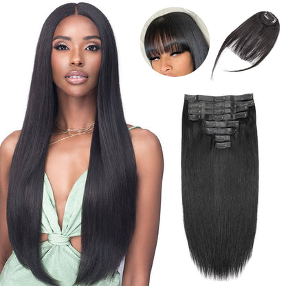 Extensões de Cabelo Humano Liso de 30 Polegadas com Presilhas Cor Natural Brasileiro 100% Remy Cabelo Humano 140G 10 Peças/Conjunto Cabeça Completa Para Mulheres