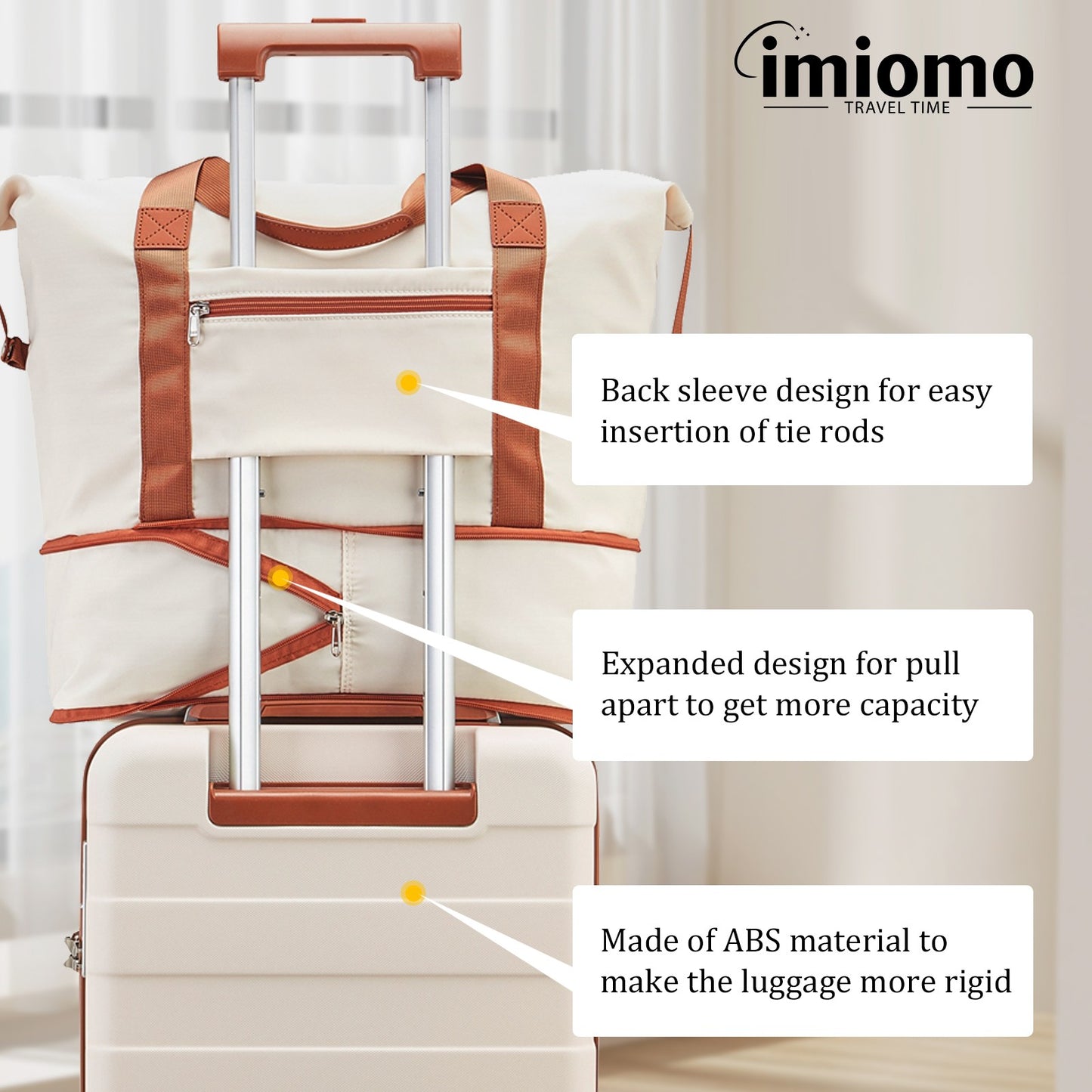 imiomo Travel Luggage Sets, Hard Shell Lightweight Carry on Suitcase with Travel Bag, TSA Lock, Durable Silent Spinner Wheels